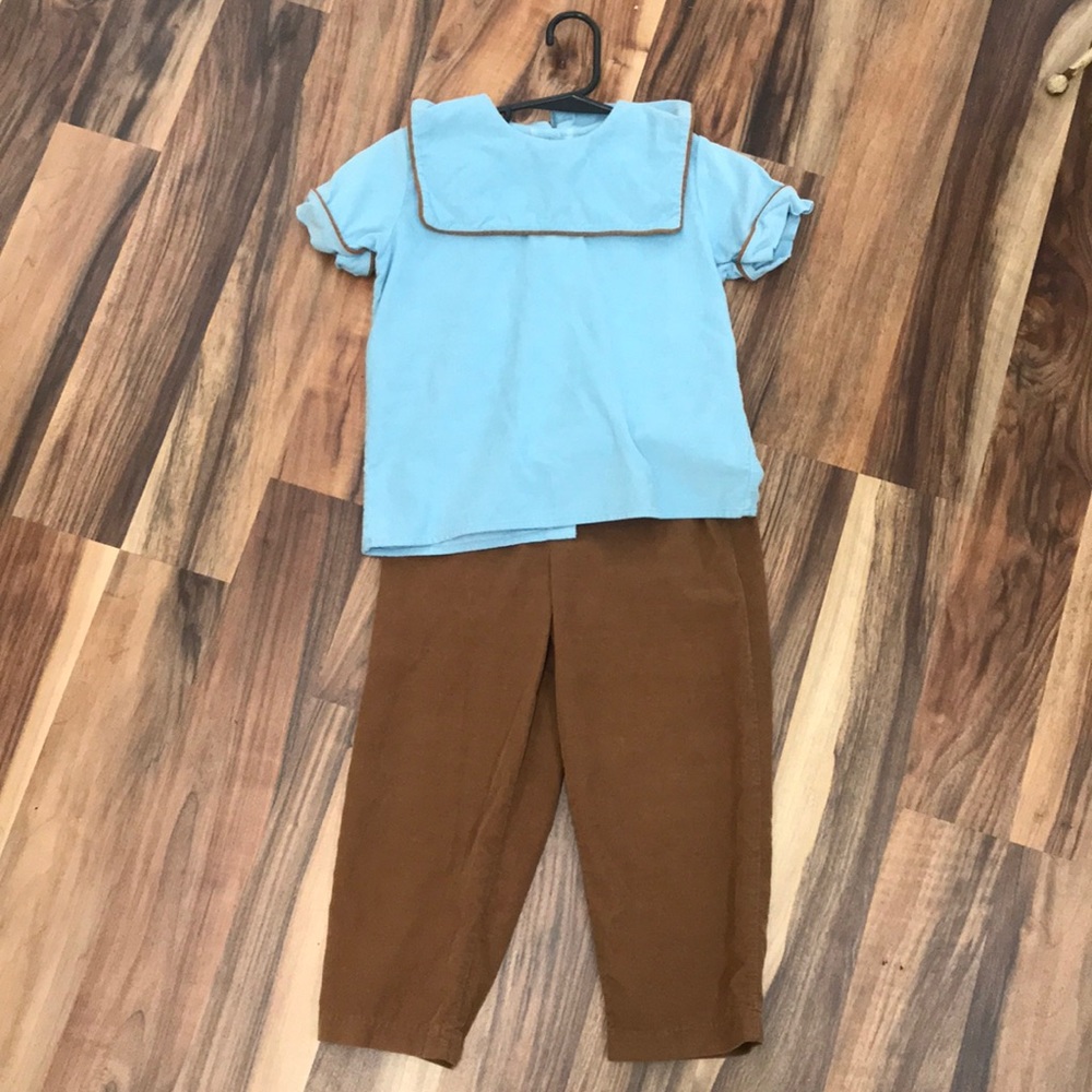 Corduroy Blue Brown Outfit